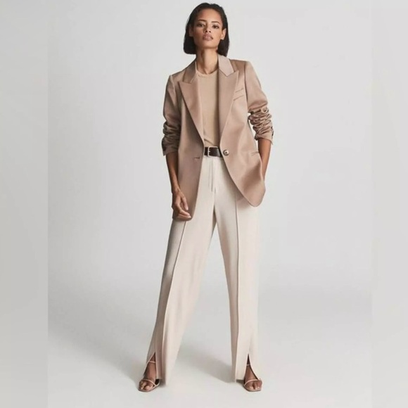 Reiss TIA High Rise Wool Blend Wide Leg pull On Pants size US 12 New without tag - Picture 1 of 11